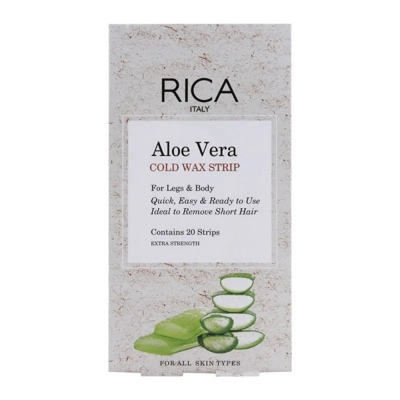 rica aloe vera cold wax strip, legs & body, all skin types, 20 pack main image