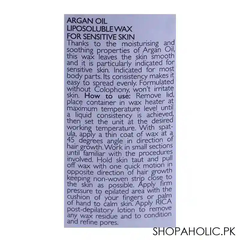 RICA Argan Oil Sensitive Skin Liposoluble Wax 400ml - Image 4