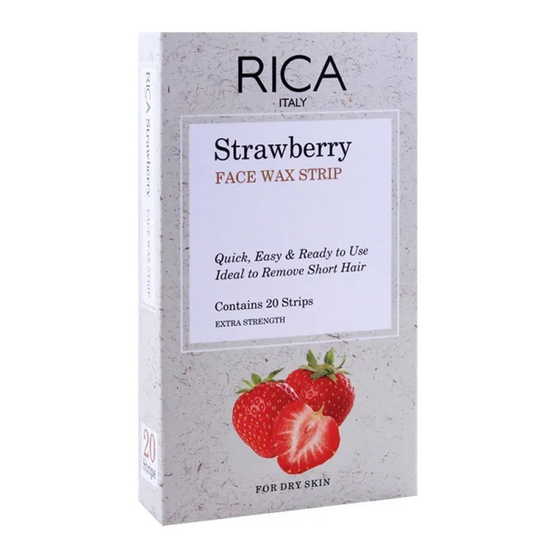 rica strawberry face wax strip, 20 pack, for dry skin main image