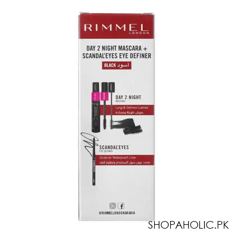 rimmel glam'eyes day 2 night mascara + scandaleye eye definer, black, offer pack image3