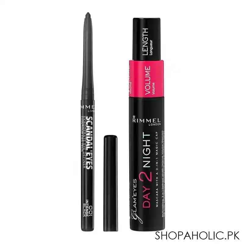 rimmel glam'eyes day 2 night mascara + scandaleye eye definer, black, offer pack main image