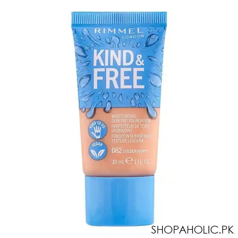 rimmel kind & free moisturizing skin tint foundation, 082, golden ivory, 30ml main image