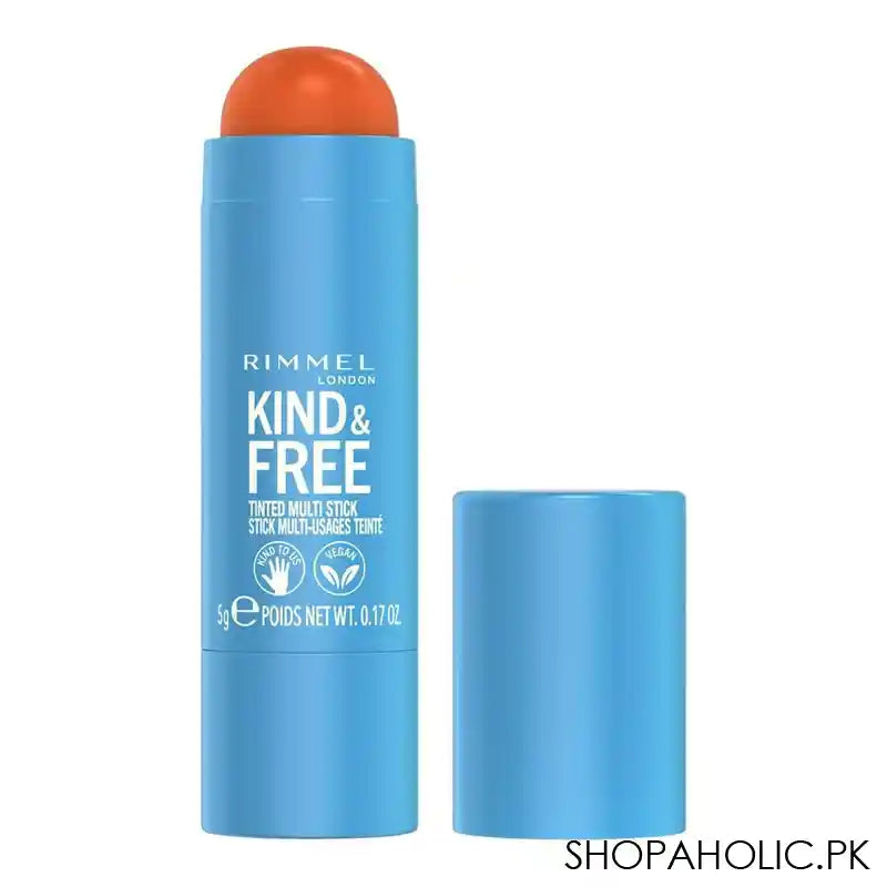 Rimmel Kind & Free Tinted Multi Stick, For Cheeks and Lips, Hydrating, Vegan, 5g, 004 Tangerine Dream - Main Image