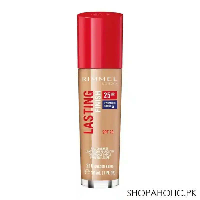 rimmel lasting finish 25h full coverage foundation, 210 golden beige image2