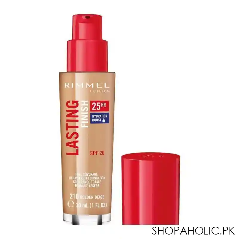 rimmel lasting finish 25h full coverage foundation, 210 golden beige main image