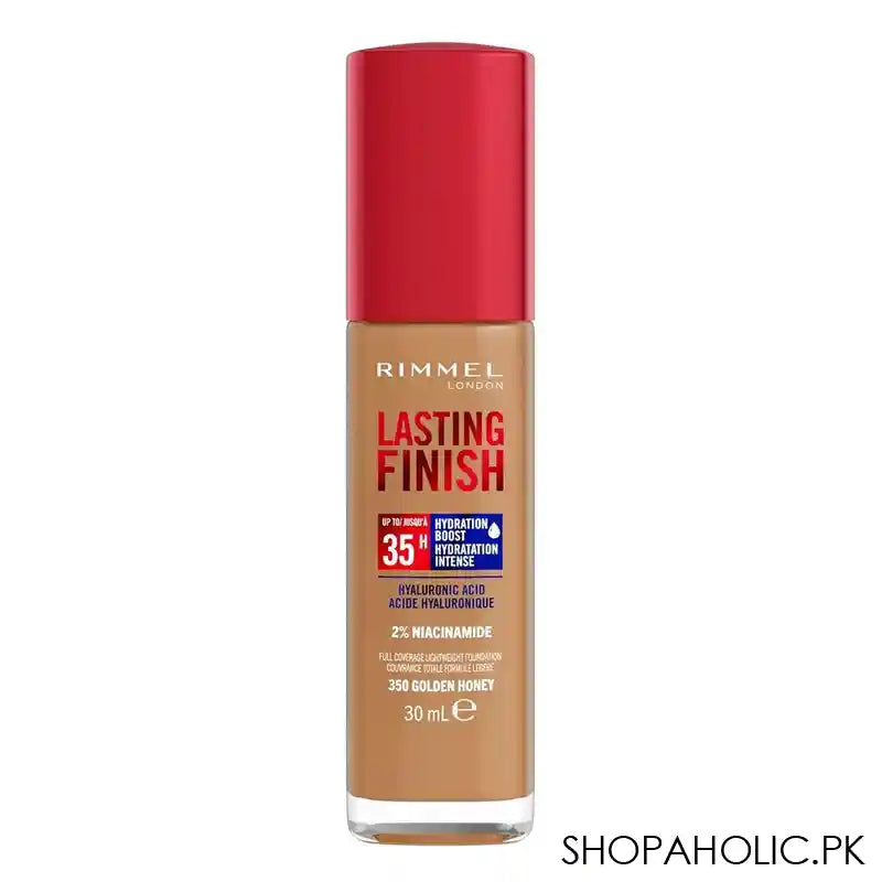 Rimmel Lasting Finish Upto 35 Hours Foundation With Hyaluronic Acid, 2% Niacinamide, 350 Golden Honey - Main Image