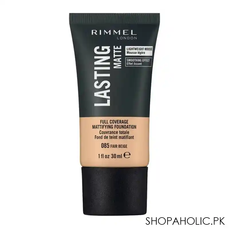 rimmel lasting matte foundation, 085 fair beige main image