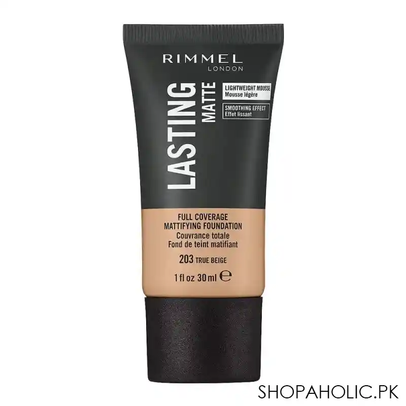 rimmel lasting matte foundation, 203 true beige main image