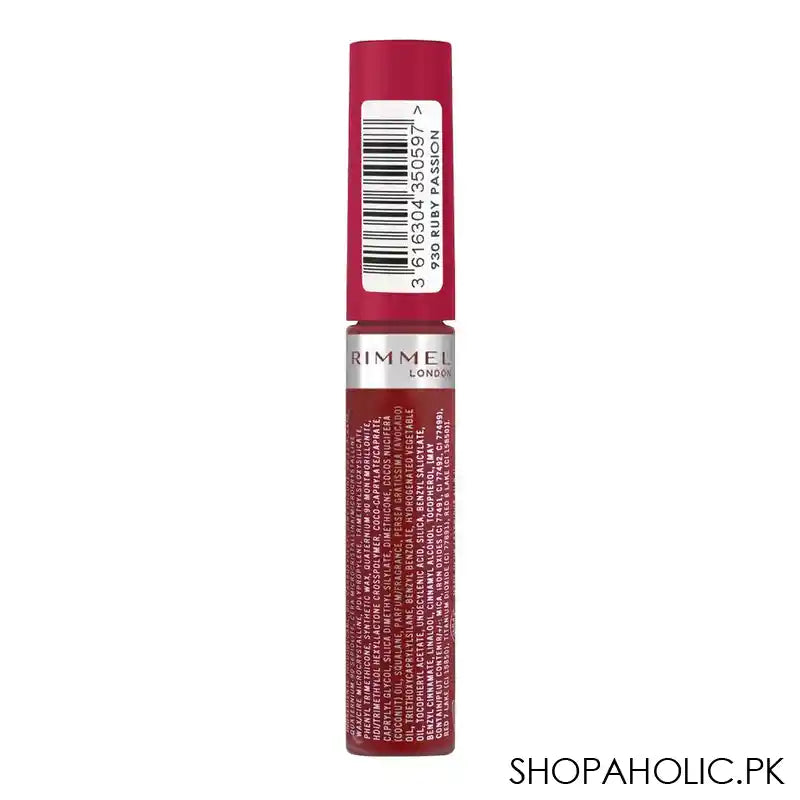 Rimmel London 16 Hour Mega Matte Liquid Lipstick, 930 Ruby Passion, 7.4ml - Image 2