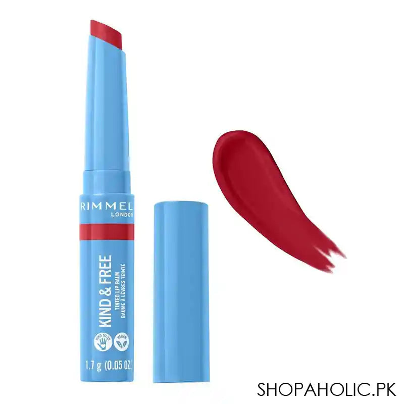 Rimmel London Kind & Free Tinted Lip Balm, Hydrating, Lightweight, 005 Turbo Red, 1.7g - Main Image