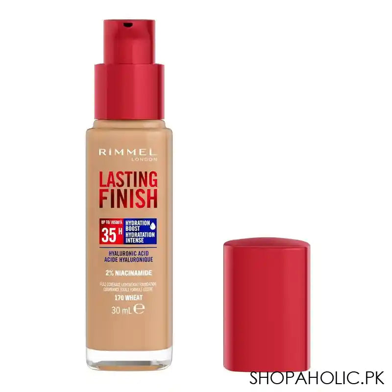 Rimmel London Lasting Finish Up to 35 Hour Hydration Boost Foundation, 170 Wheat, 30ml - Main Image