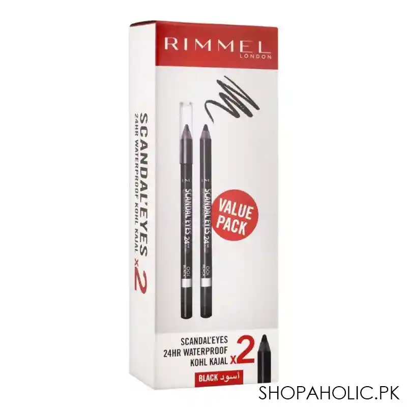 rimmel scandaleyes 24h waterproof kohl kajal, x2 offer pack image2