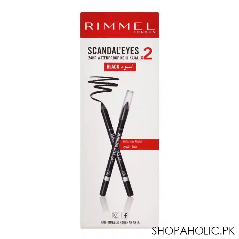 rimmel scandaleyes 24h waterproof kohl kajal, x2 offer pack image3