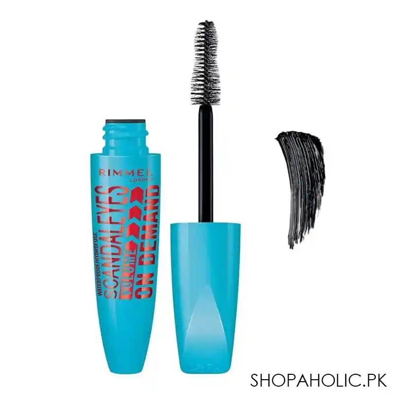 rimmel scandaleyes volume on demand waterproof mascara, 001 black main image