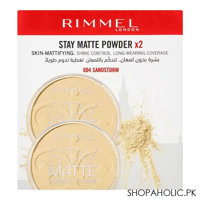 Rimmel Stay Matte Long Lasting Pressed Powder, 004 Sandstorm, 2-Pieces Value Pack - Image 5