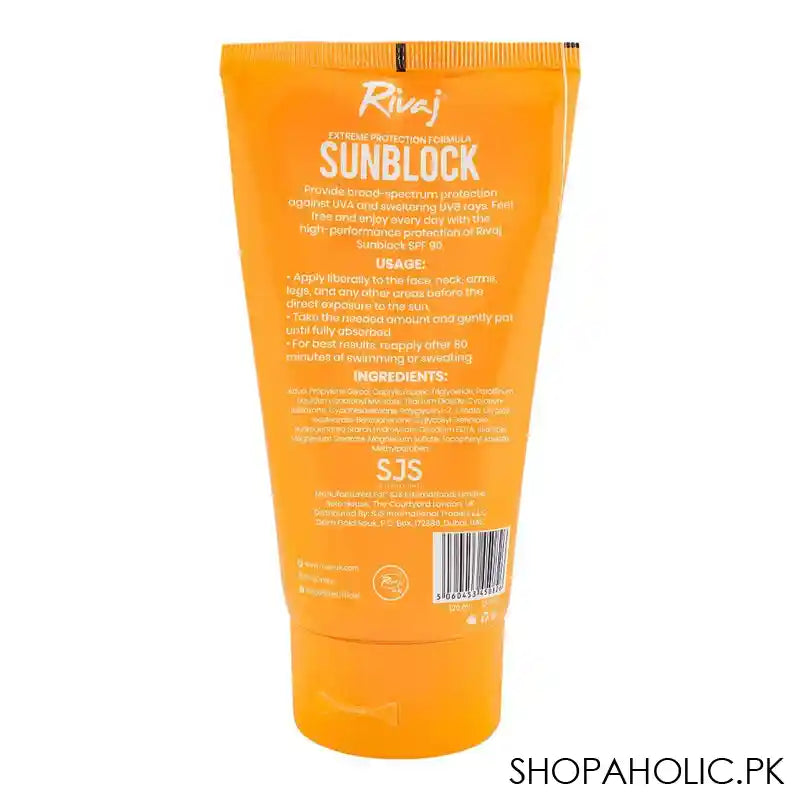 Rivaj Fast Absorbing Sunblock SPF-90 Very High, 120ml - Image 2