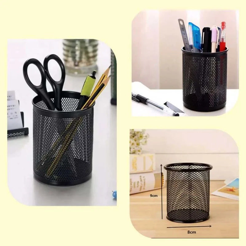 round metallic pen and pencil holder stationary organizer   small image2