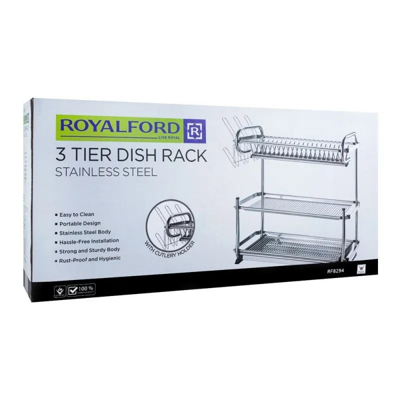 royalford 3 tier dish rack & glass holder, rf8294 image2