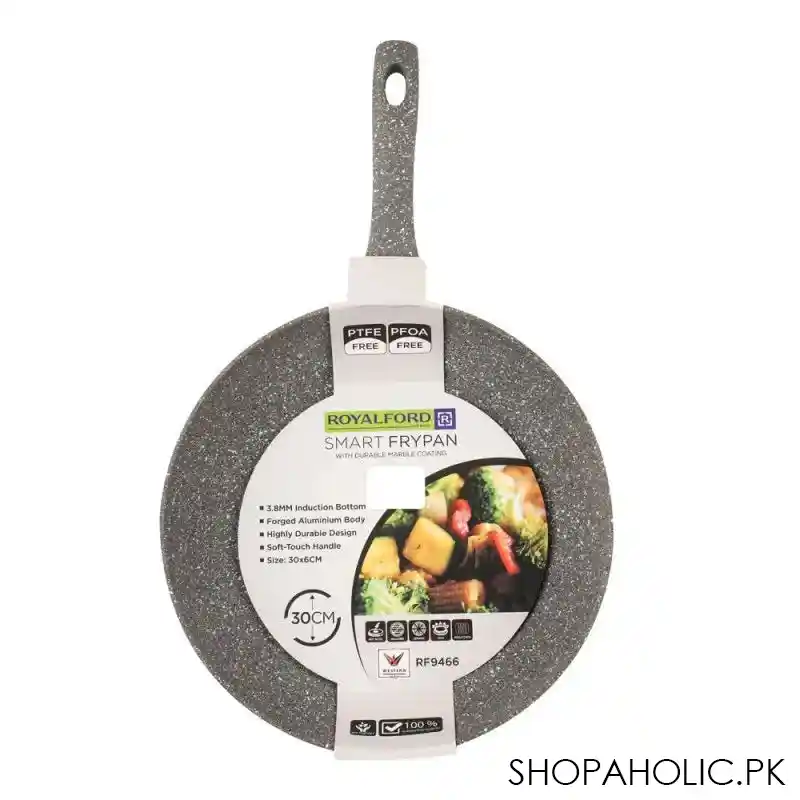 royalford granite smart frypan, 30cm, grey, rf9466 main image