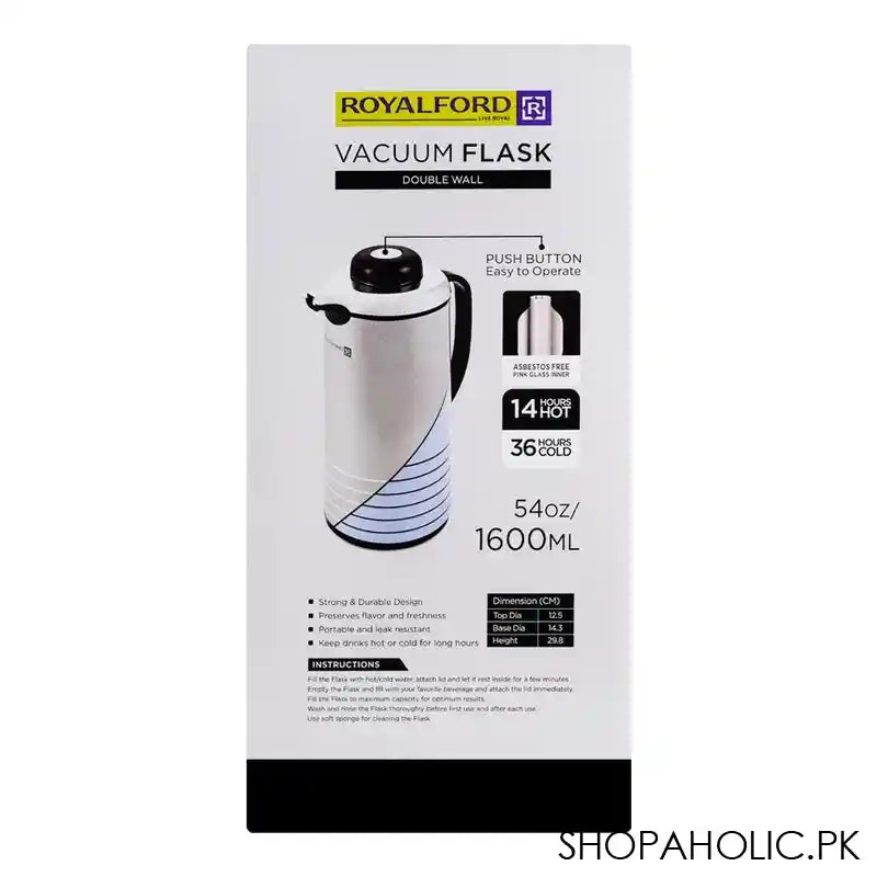 Royalford Vaccum Flask, 1.6Ltr, RF5785 - Image 3