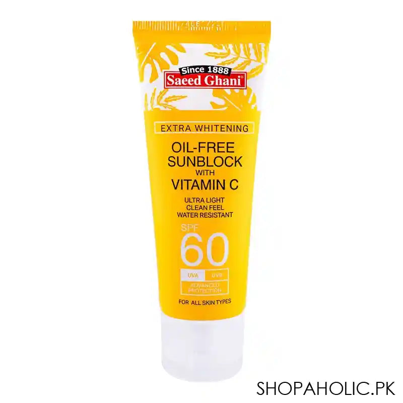 Saeed Ghani Extra Whitening Vitamin C Oil-Free Sun Block SPF60, 60ml - Main Image