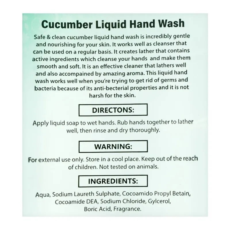 safe & clean cucumber moisturizing liquid hand wash, 500ml image3