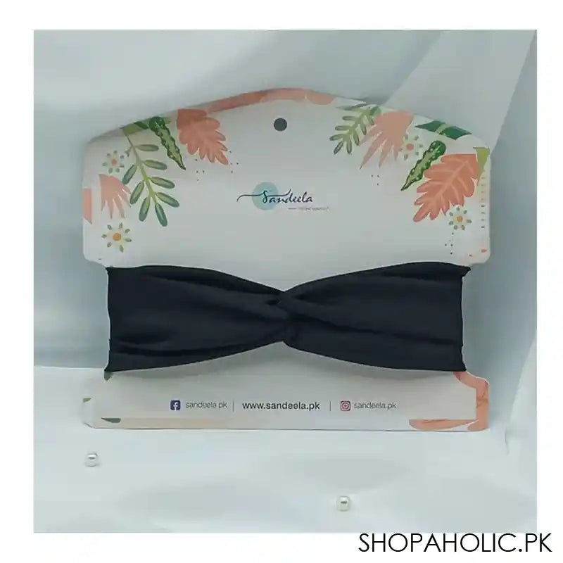 Sandeela Silk/Chiffon Crisscross Headband, Black, M13-02-1027 - Main Image