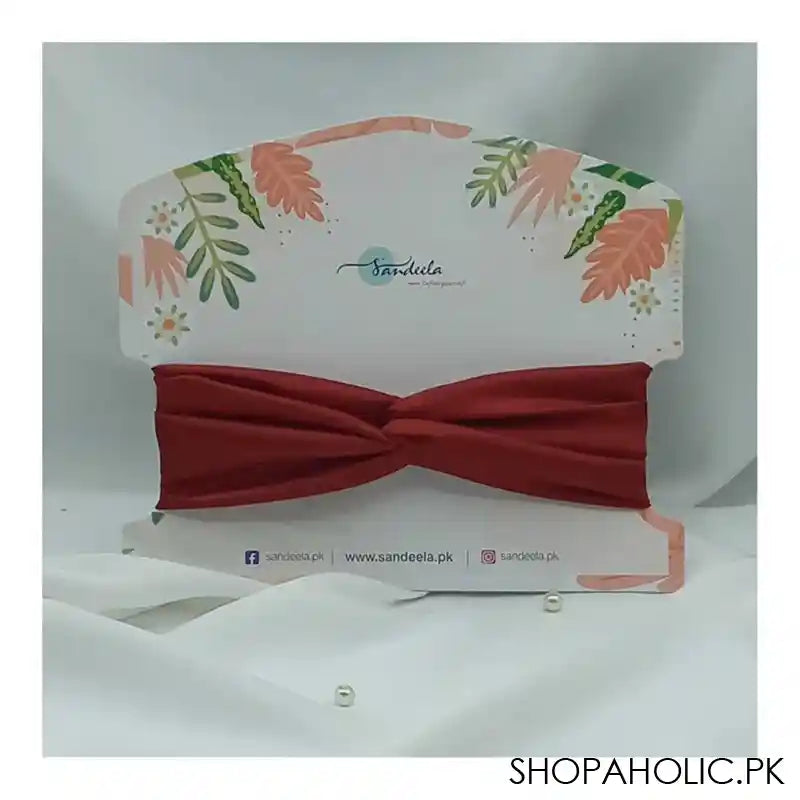 Sandeela Silk/Chiffon Crisscross Headband, Maroon, M13-02-1010 - Main Image