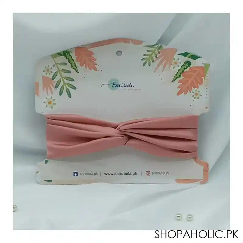 Sandeela Silk/Chiffon Crisscross Headband, Tea Pink, M13-02-1016 - Main Image