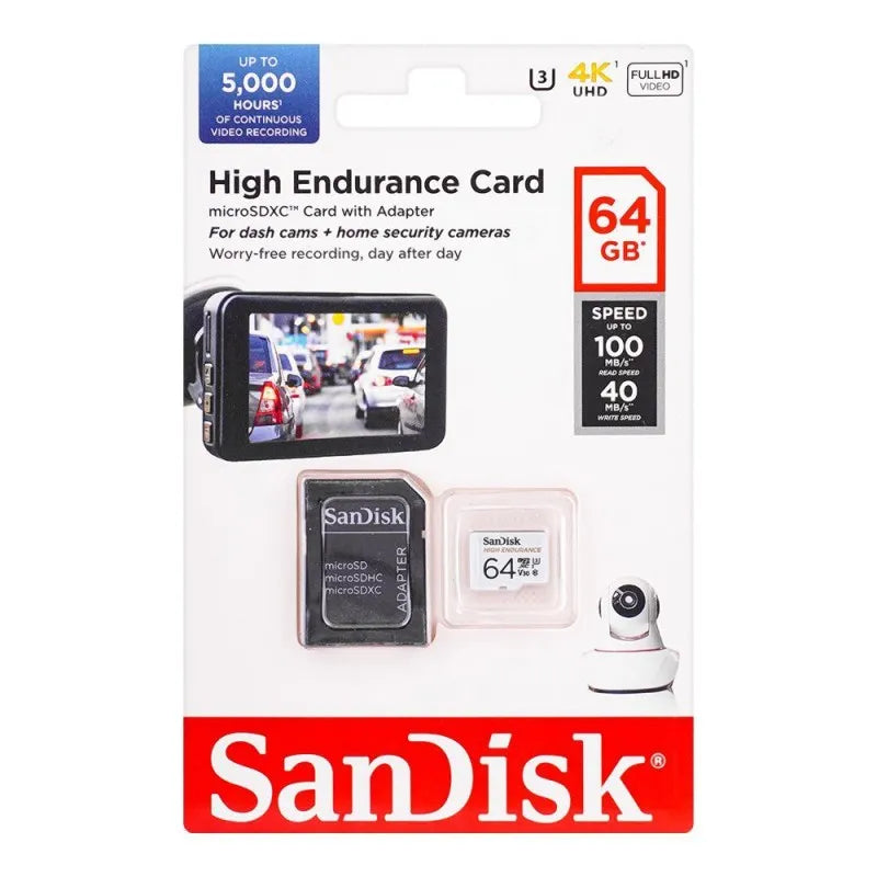 sandisk 64gb high endurance micro sdxc card with adapter, 100mb/s image2