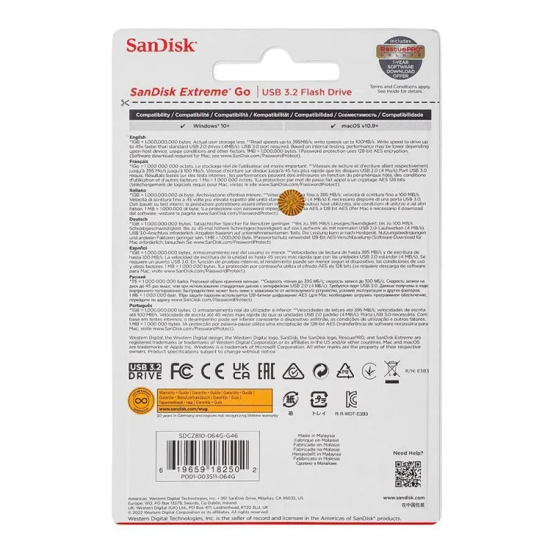 sandisk extreme go usb 3.2 flash drive, 395mb/s, 64gb image3