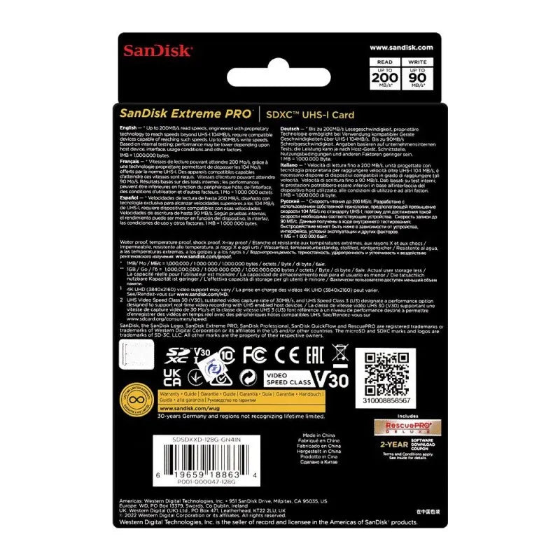 sandisk extreme pro 128gb sdxc uhs 1 card, speed upto 200mb/s image3