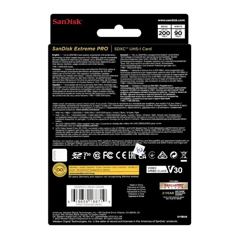 sandisk extreme pro 64gb sdxc uhs 1 card, speed upto 200mb/s image3