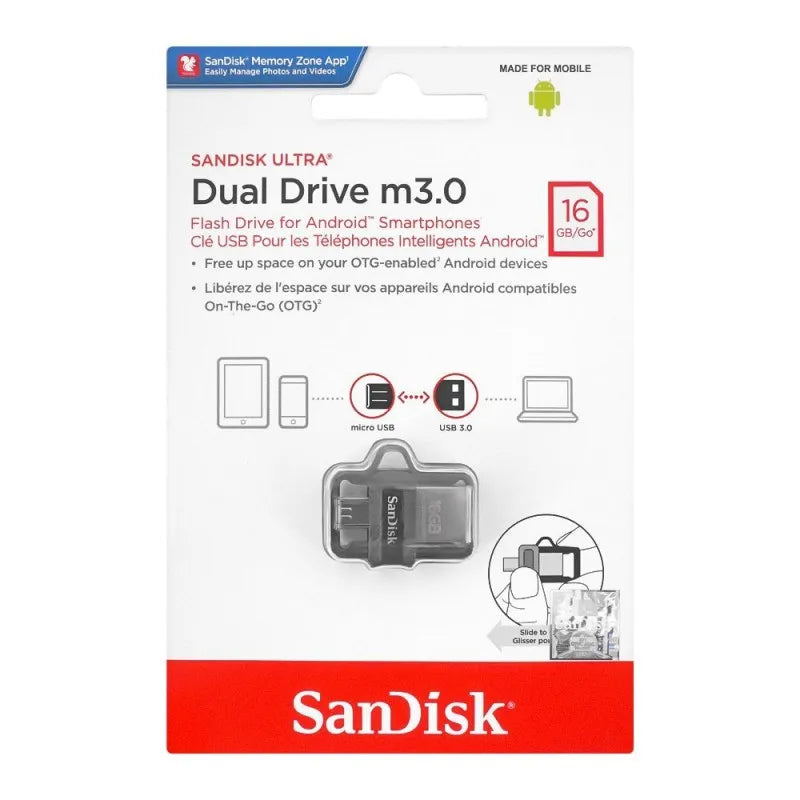 sandisk ultra 16gb dual drive, m3.0 otg flash drive android image2