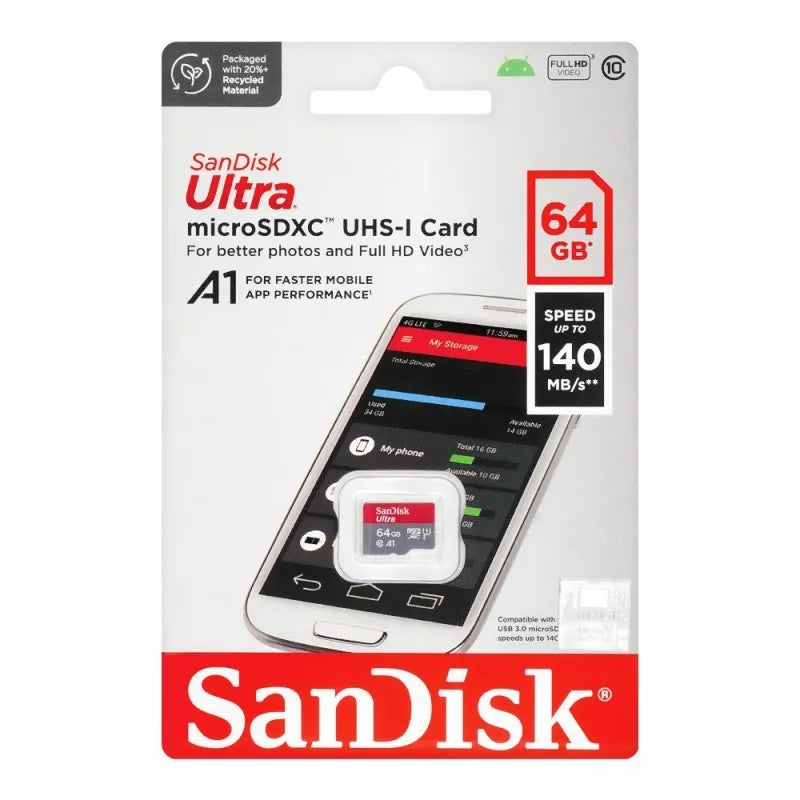 sandisk ultra 64gb micro sdxc uhs 1 card, 140mb/s image2