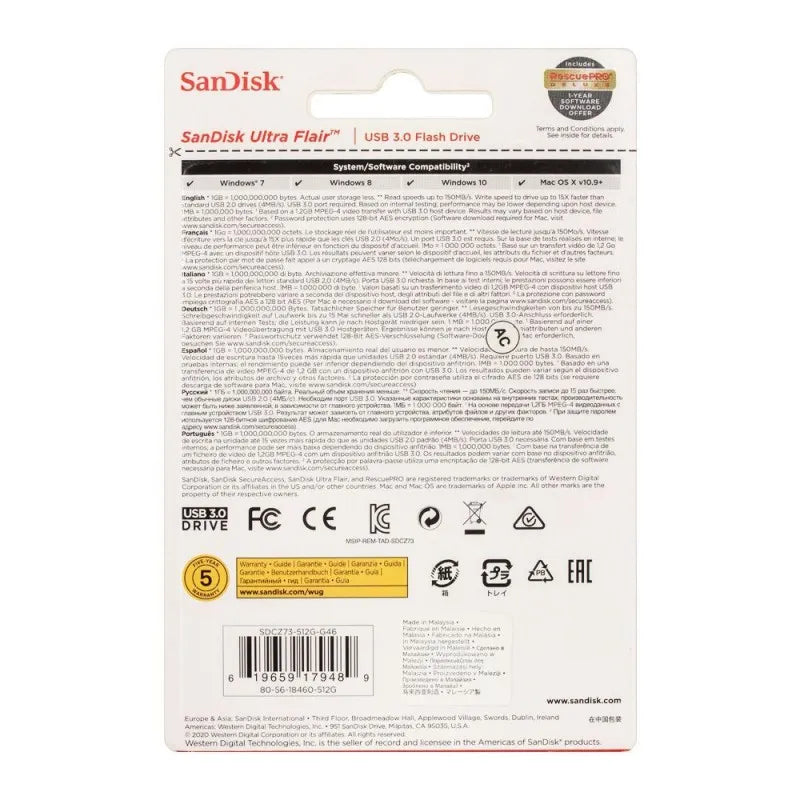 sandisk ultra flair usb 3.0 512gb flash drive image3