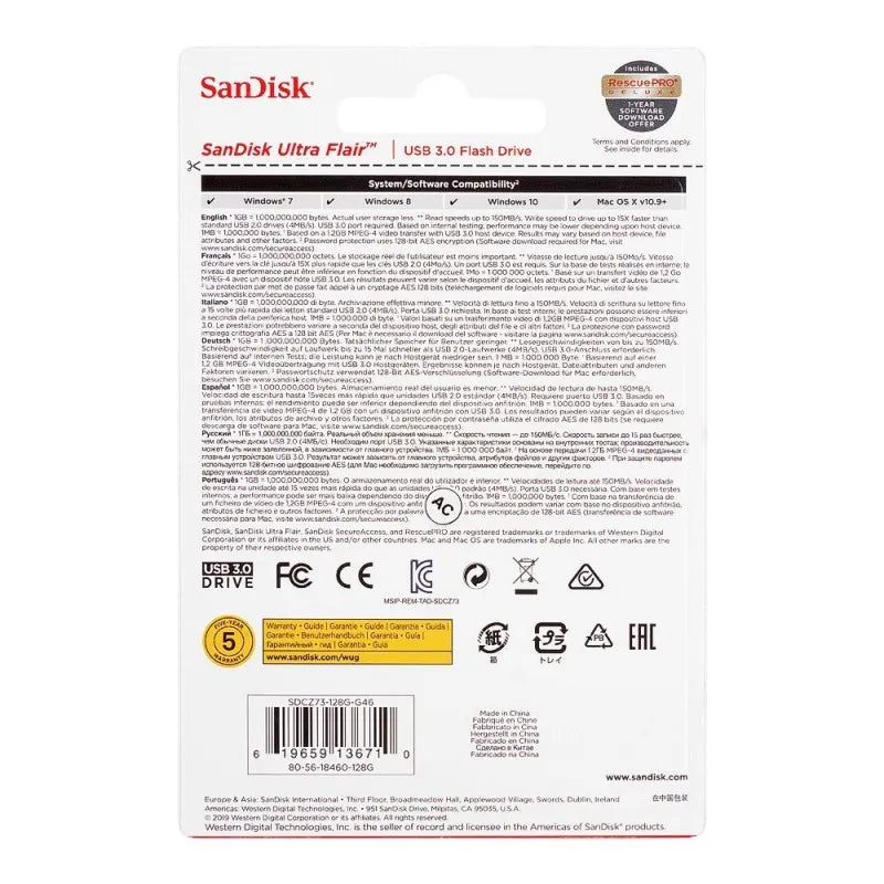 sandisk ultra flair usb 3.0 flash drive, speed upto 150mb/s, 128gb image4