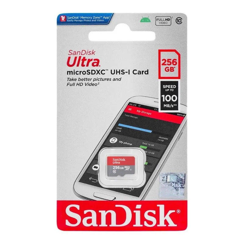 sandisk ultra micro sdxc uhs 1 card, 100 mb/s, 256gb image2