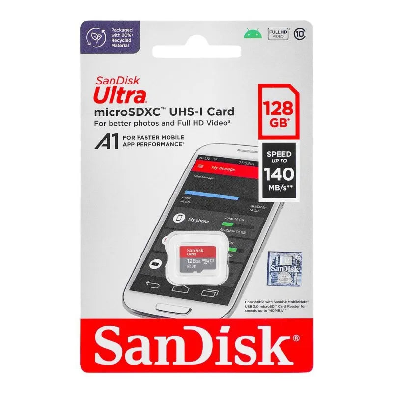 sandisk ultra micro sdxc uhs 1 card, 140mb/s, 128gb image2