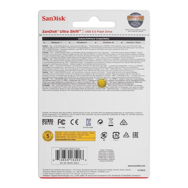 sandisk ultra shift usb 3.0 flash drive, 100mb/s, 256gb image3