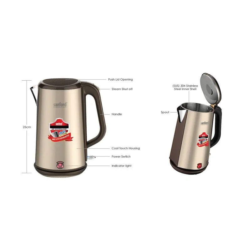 sanford electric kettle, 1.7 liter capacity, 1800w, sf 1868ek image2