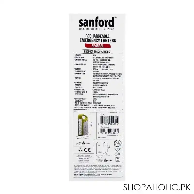 sanford rechargeable emergency light, sf 453 image4