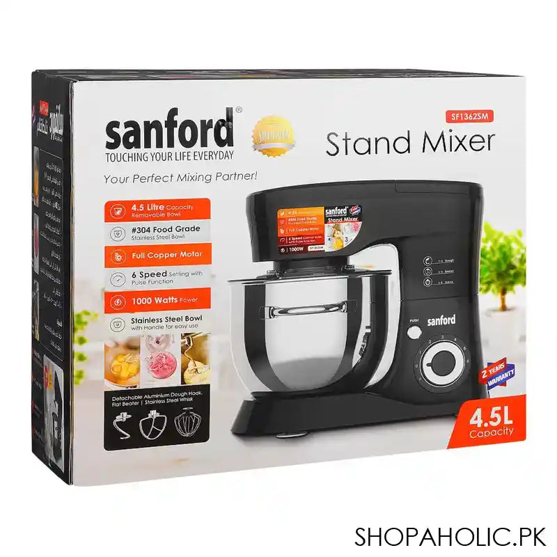 Sanford Stand Maker, 1000W, 6 Speed, 4.5 Liter Stainless Steel Removable Bowl, SF-1362SM - Image 6