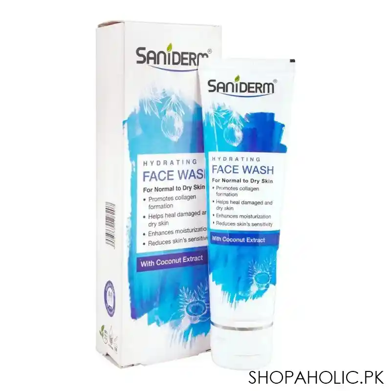 saniderm coconut extract hydrating face wash, for normal to dry skin, 90g main image