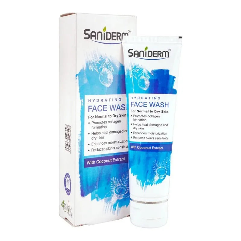 saniderm coconut extract hydrating face wash, for normal to dry skin, 90g main image