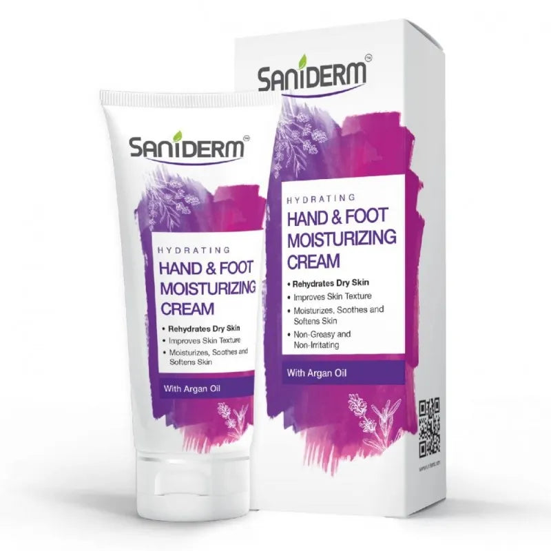 saniderm hydrating hand & foot moisturizing cream, with argan oil, 50g main image