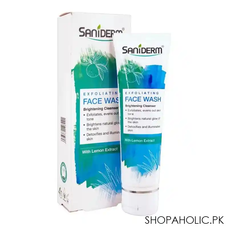 saniderm lemon extract exfoliating face wash, brightening cleanser, 90g main image