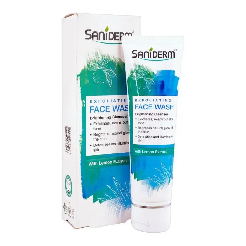 saniderm lemon extract exfoliating face wash, brightening cleanser, 90g main image