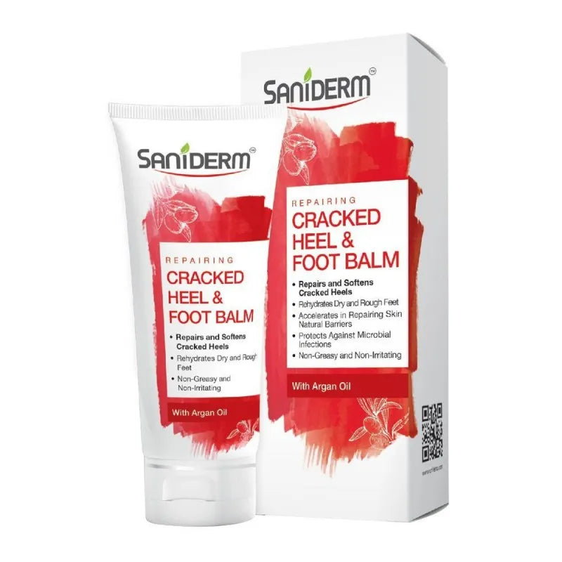 saniderm repairing cracked heel & foot balm, with argan oil, 50g main image