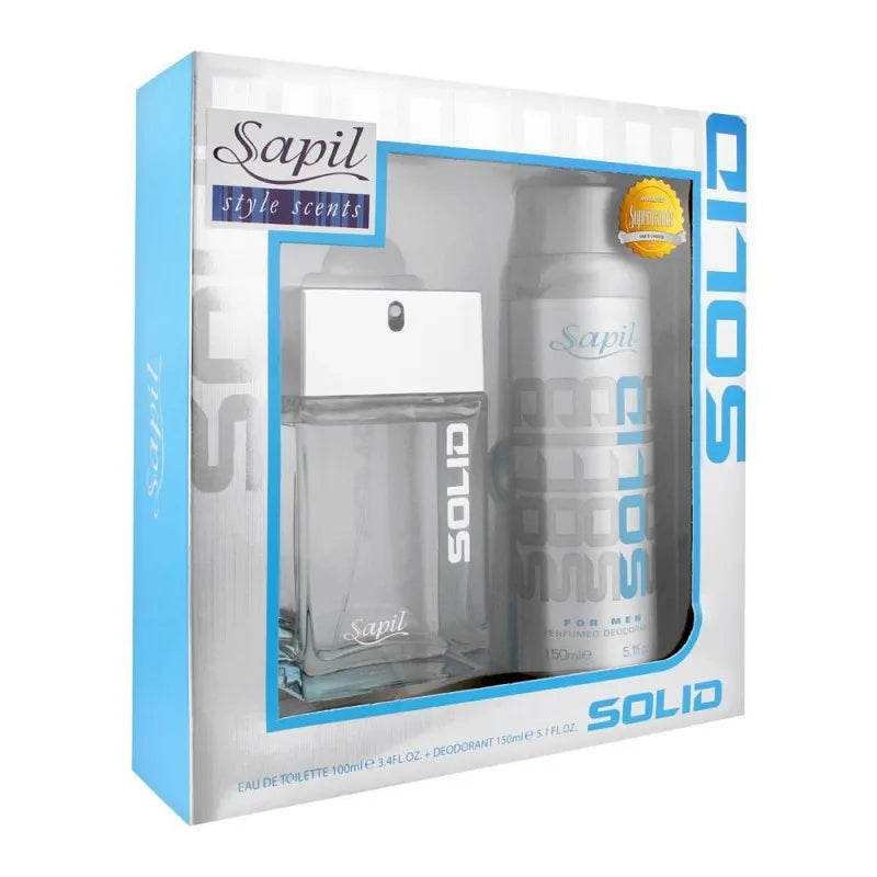 sapil solid for men perfume set, eau de toilette 100ml + deodorant spray 150ml main image